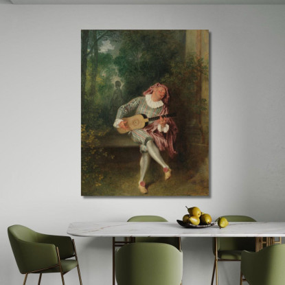 Mezzetin Jean-Antoine Watteau jaw23 quadro stampato su tela