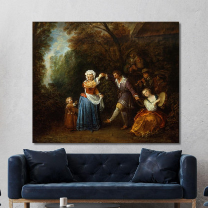 La Danza Di Campagna Jean-Antoine Watteau jaw32 quadro stampato su tela