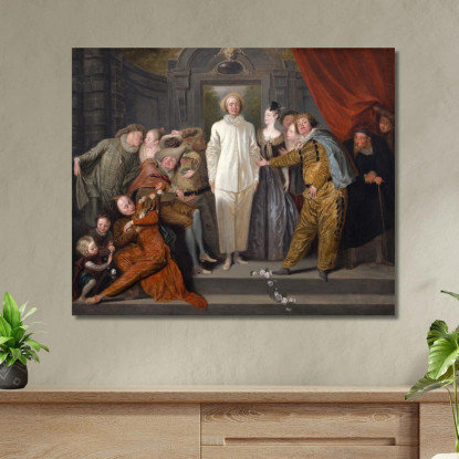 I Comici Italiani Jean-Antoine Watteau jaw37 quadro stampato su tela