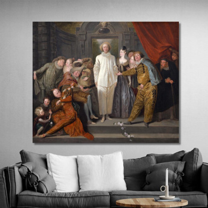 I Comici Italiani Jean-Antoine Watteau jaw37 quadro stampato su tela