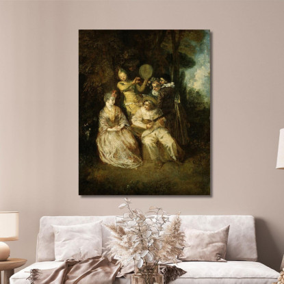 La Serenata Italiana Jean-Antoine Watteau jaw38 quadro stampato su tela
