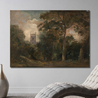 Una Chiesa Tra Gli Alberi John Constable jcn2 quadro stampato su tela