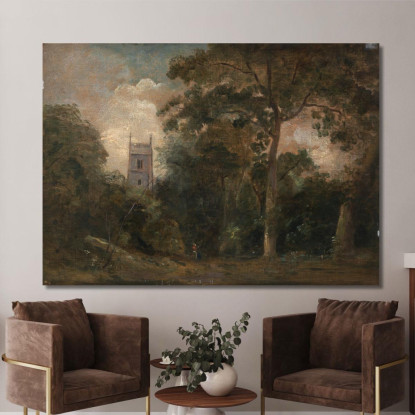 Una Chiesa Tra Gli Alberi John Constable jcn2 quadro stampato su tela