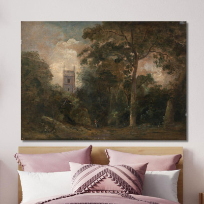 Una Chiesa Tra Gli Alberi John Constable jcn2 quadro stampato su tela