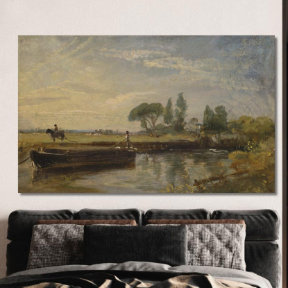 Chiatta Sotto La Chiusa Di Flatford John Constable jcn15 quadro stampato su tela