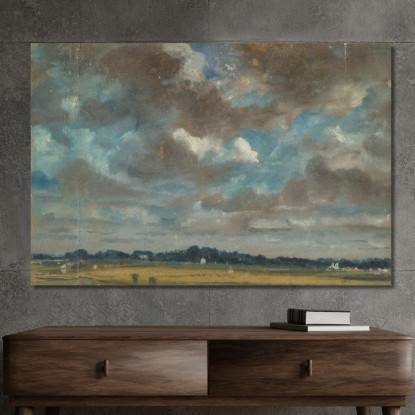 Paesaggio Esteso Con Nuvole Grigie John Constable jcn34 quadro stampato su tela