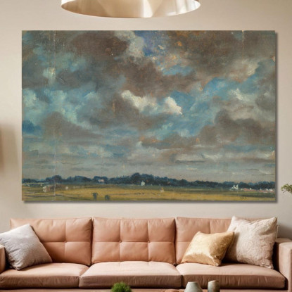 Paesaggio Esteso Con Nuvole Grigie John Constable jcn34 quadro stampato su tela