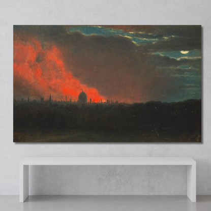 Incendio A Londra Visto Da Hampstead John Constable jcn36 quadro stampato su tela
