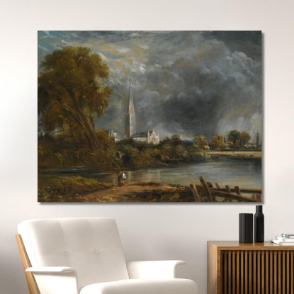 Cattedrale Di Salisbury Dai Prati (2) John Constable jcn72 quadro stampato su tela