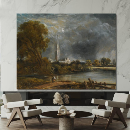 Cattedrale Di Salisbury Dai Prati (2) John Constable jcn72 quadro stampato su tela