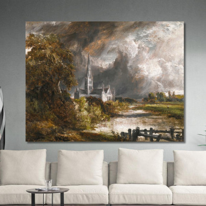 Cattedrale Di Salisbury Dai Prati John Constable jcn73 quadro stampato su tela