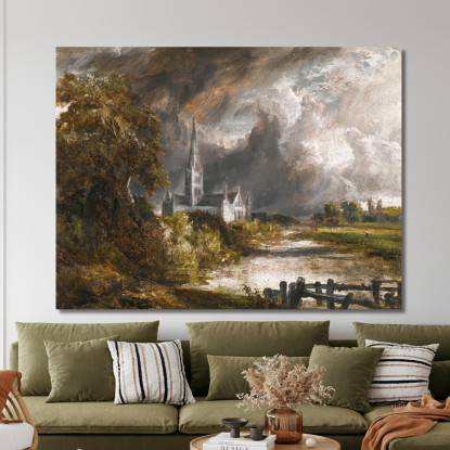 Cattedrale Di Salisbury Dai Prati John Constable jcn73 quadro stampato su tela
