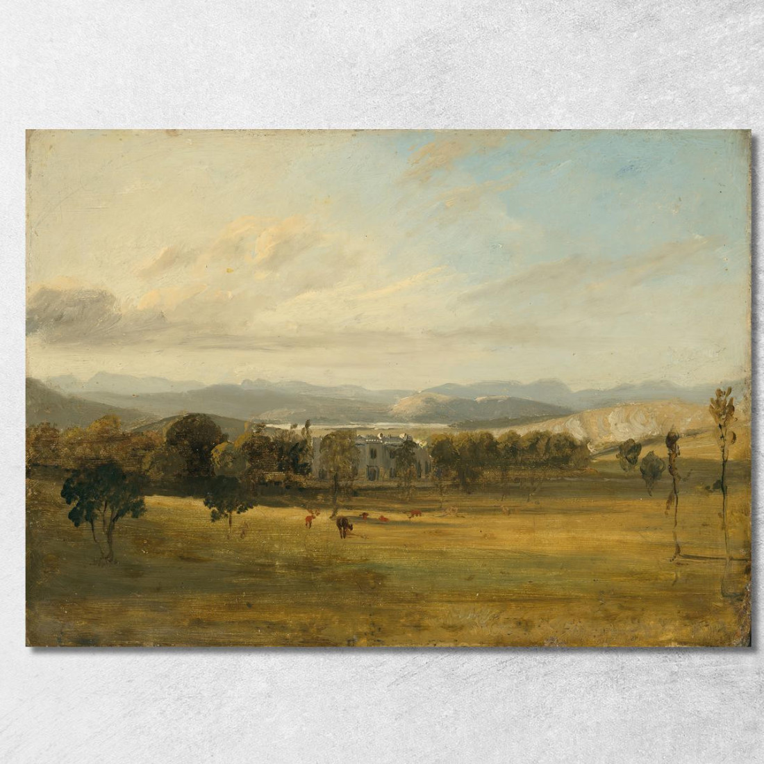Schizzo Di Leighton Hall Lancashire Con Le Colline Del Lake District Sullo Sfondo John Constable jcn76 quadro stampato su tela