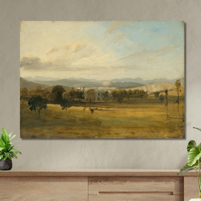 Schizzo Di Leighton Hall Lancashire Con Le Colline Del Lake District Sullo Sfondo John Constable jcn76 quadro stampato su tela