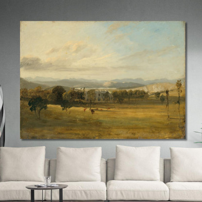 Schizzo Di Leighton Hall Lancashire Con Le Colline Del Lake District Sullo Sfondo John Constable jcn76 quadro stampato su tela