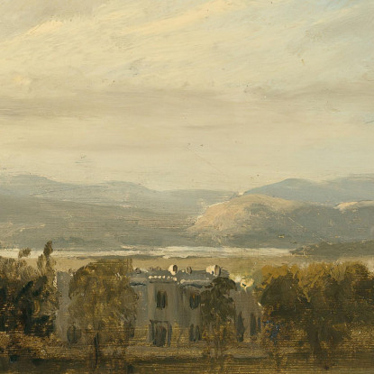 Schizzo Di Leighton Hall Lancashire Con Le Colline Del Lake District Sullo Sfondo John Constable jcn76 quadro stampato su tela