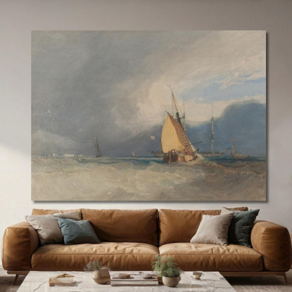 Barche Al Largo Della Costa Con Tempesta In Arrivo John Sell Cotman jsc9 quadro stampato su tela