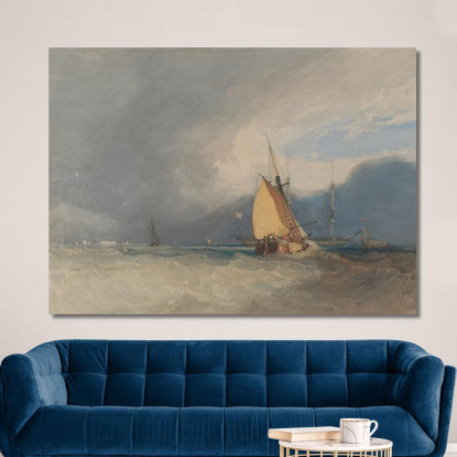 Barche Al Largo Della Costa Con Tempesta In Arrivo John Sell Cotman jsc9 quadro stampato su tela