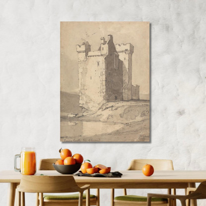 Castello Di Loch Ranza Isola Di Arran Scozia John Sell Cotman jsc36 quadro stampato su tela