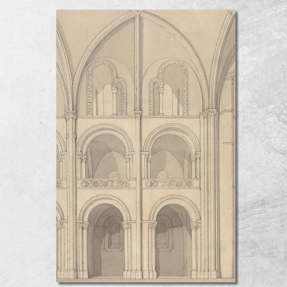Elevazione Prospettica Di Parte Della Chiesa Abbaziale Di San Stefano A Caen Normandia John Sell Cotman jsc44 quadro stampato s