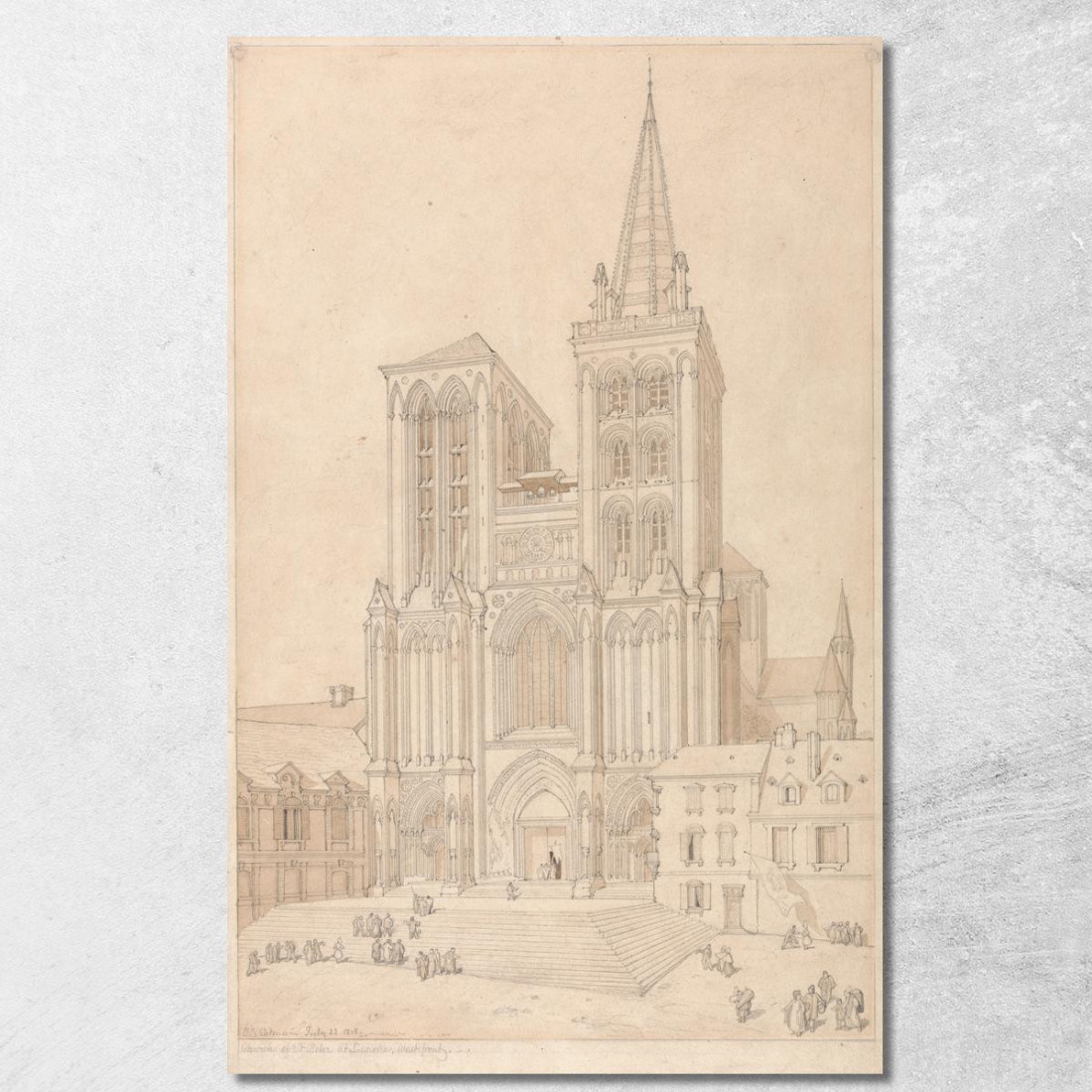 San Pietro A Lisieux Normandia Facciata Ovest John Sell Cotman jsc52 quadro stampato su tela