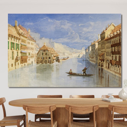 La Cittadella Sopra Namur Belgio Dal Fiume Sambre John Sell Cotman jsc56 quadro stampato su tela