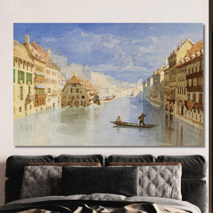 La Cittadella Sopra Namur Belgio Dal Fiume Sambre John Sell Cotman jsc56 quadro stampato su tela