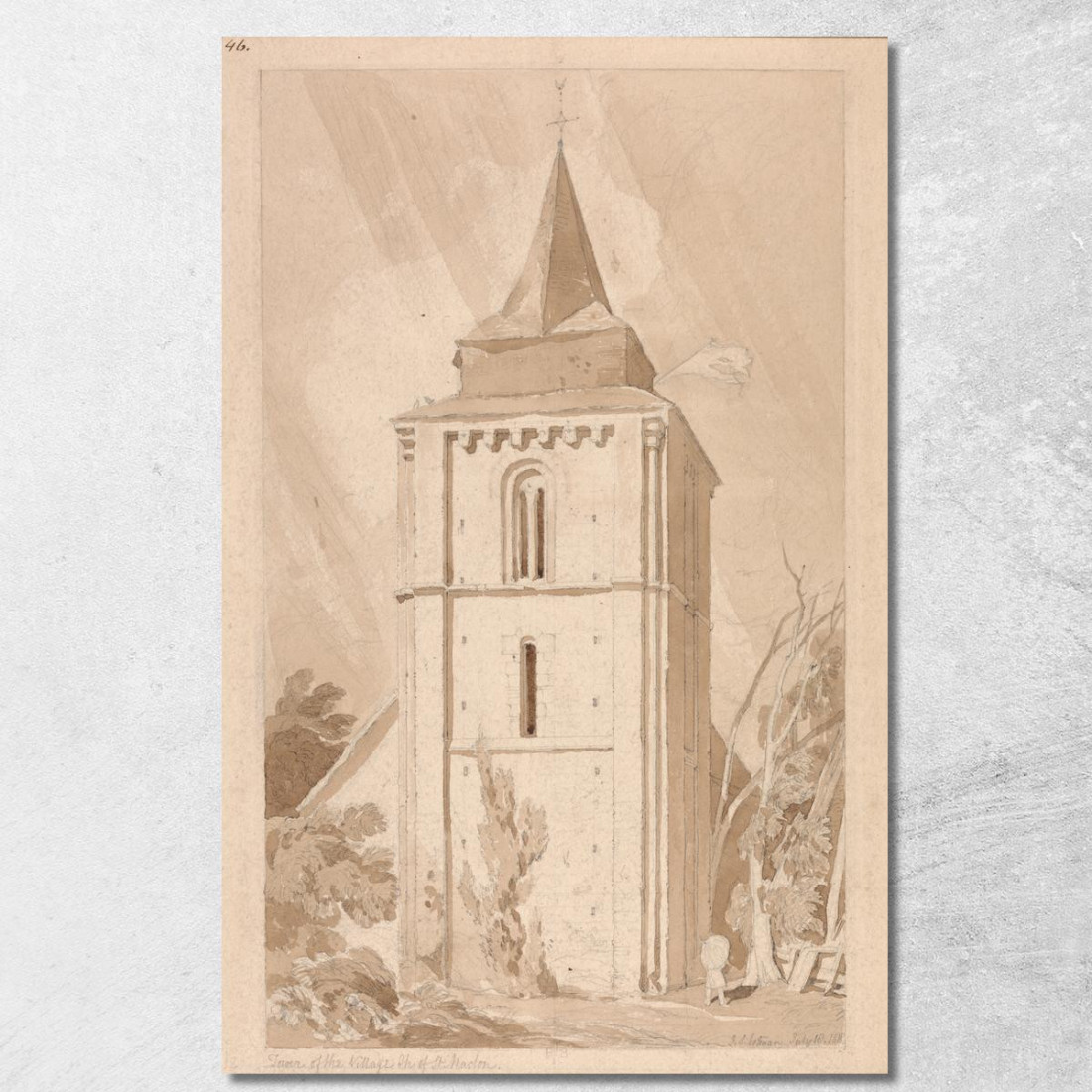Torre Della Chiesa Del Villaggio Di Saint Maclou Normandia John Sell Cotman jsc58 quadro stampato su tela