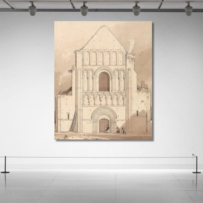 Facciata Ovest Della Chiesa Di Ouistreham Vicino A Caen Normandia John Sell Cotman jsc62 quadro stampato su tela