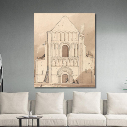 Facciata Ovest Della Chiesa Di Ouistreham Vicino A Caen Normandia John Sell Cotman jsc62 quadro stampato su tela