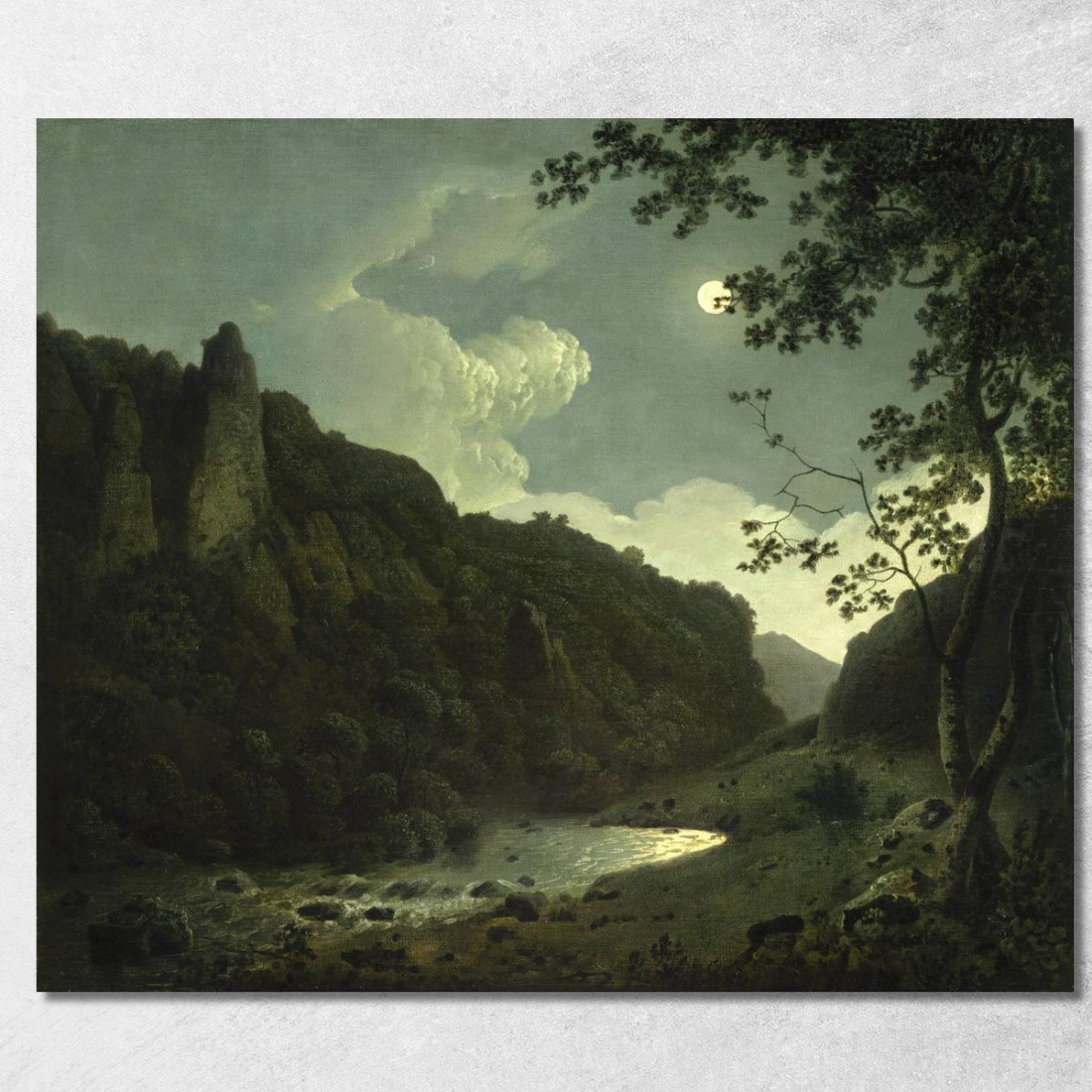 Dovedale Al Chiaro Di Luna Joseph Wright of Derby jwd12 quadro stampato su tela