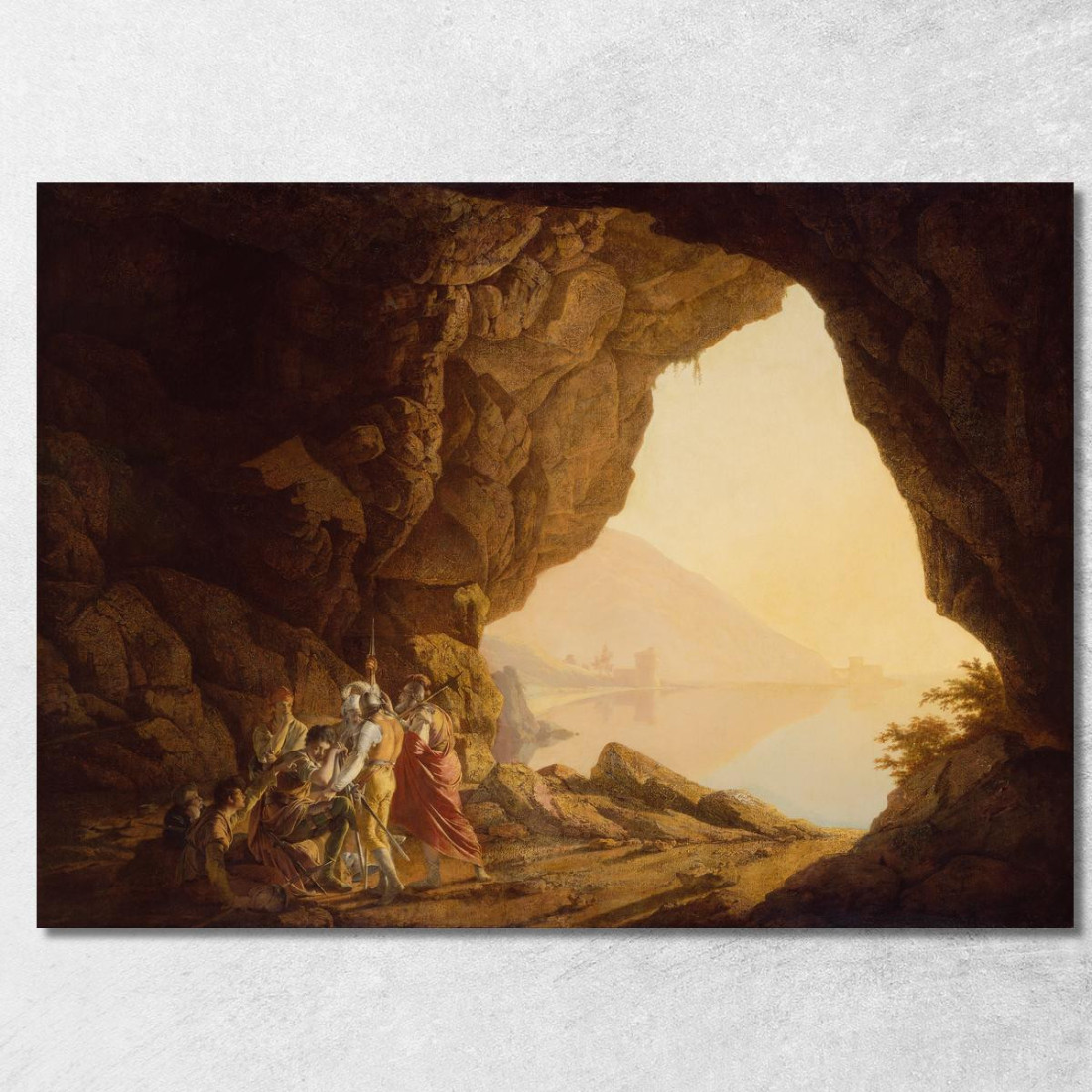 Grotta Sul Mare Nel Regno Di Napoli Con Banditi Al Tramonto Joseph Wright of Derby jwd19 quadro stampato su tela