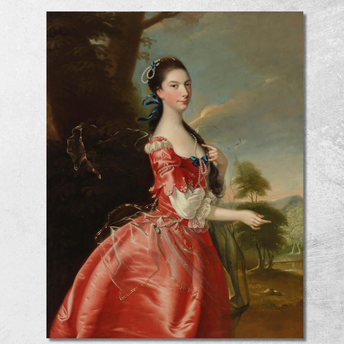Ritratto Di Miss Ann Carver Davanti A Un Paesaggio Joseph Wright of Derby jwd44 quadro stampato su tela