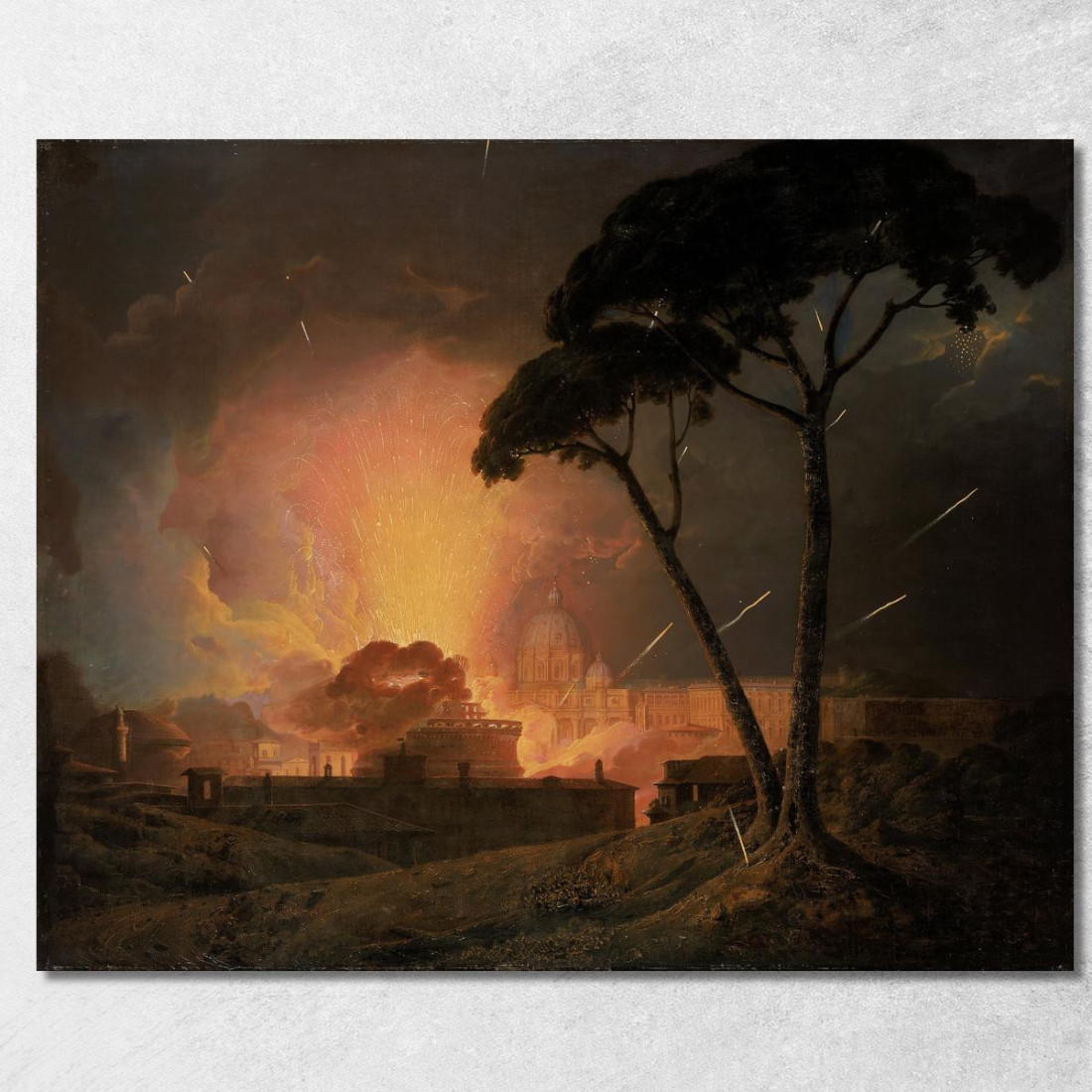 La Girandola Annuale Al Castel Sant'Angelo Roma Joseph Wright of Derby jwd57 quadro stampato su tela