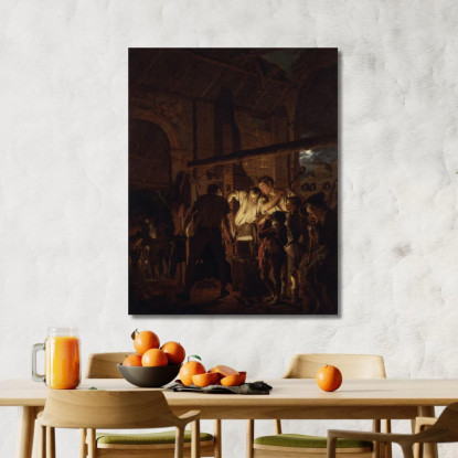 La Bottega Del Fabbro Joseph Wright of Derby jwd58 quadro stampato su tela