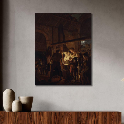 La Bottega Del Fabbro Joseph Wright of Derby jwd58 quadro stampato su tela