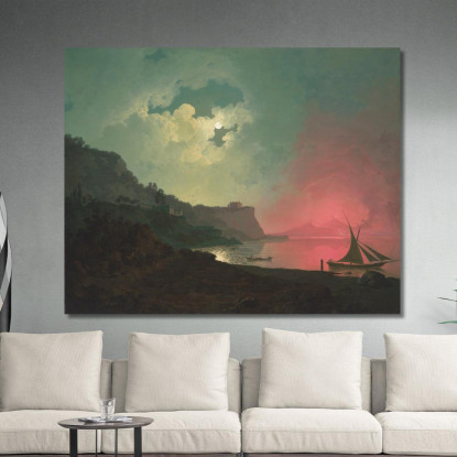 Il Vesuvio In Eruzione Visto Da Posillipo Joseph Wright of Derby jwd65 quadro stampato su tela