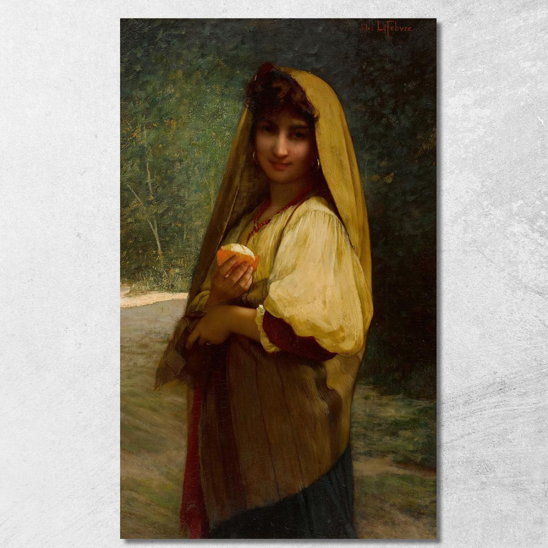 Una Ragazza Italiana Con Un'Arancia Jules Joseph Lefebvre jle3 quadro stampato su tela