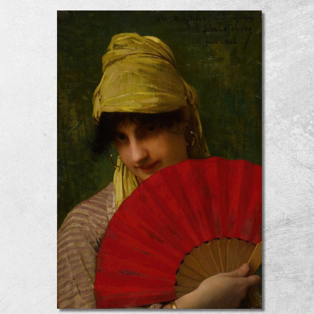 Il Ventaglio Rosso Jules Joseph Lefebvre jle23 quadro stampato su tela