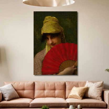 Il Ventaglio Rosso Jules Joseph Lefebvre jle23 quadro stampato su tela