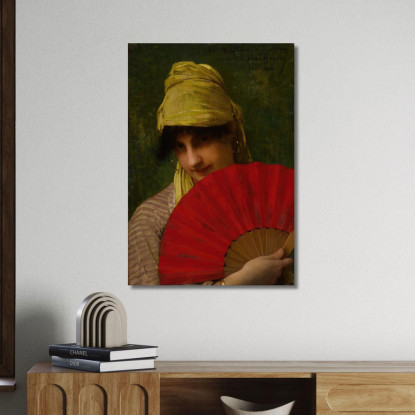 Il Ventaglio Rosso Jules Joseph Lefebvre jle23 quadro stampato su tela