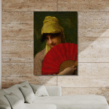 Il Ventaglio Rosso Jules Joseph Lefebvre jle23 quadro stampato su tela
