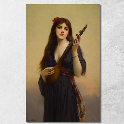 Donna Che Suona Un Liuto Jules Joseph Lefebvre jle24 quadro stampato su tela