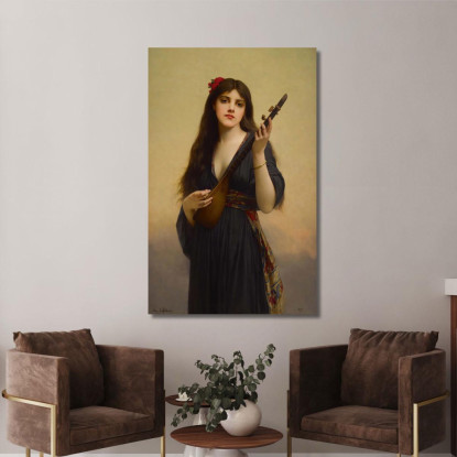 Donna Che Suona Un Liuto Jules Joseph Lefebvre jle24 quadro stampato su tela