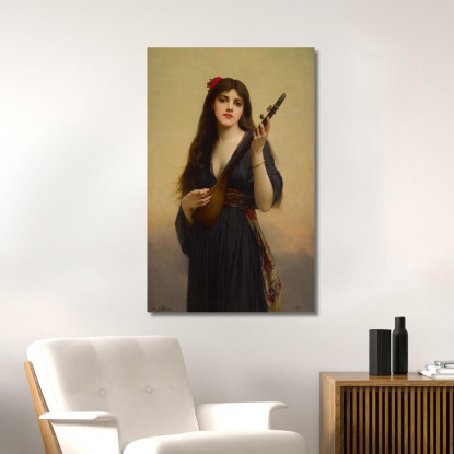 Donna Che Suona Un Liuto Jules Joseph Lefebvre jle24 quadro stampato su tela