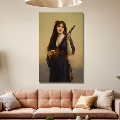 Donna Che Suona Un Liuto Jules Joseph Lefebvre jle24 quadro stampato su tela