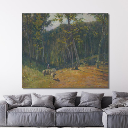 Foresta Con Pecore Ľudovít Čordák lco24 quadro stampato su tela