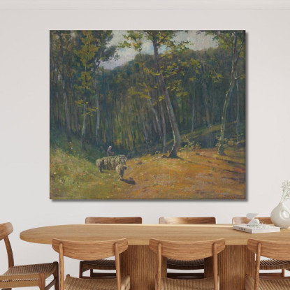 Foresta Con Pecore Ľudovít Čordák lco24 quadro stampato su tela
