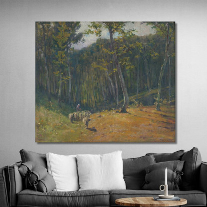 Foresta Con Pecore Ľudovít Čordák lco24 quadro stampato su tela