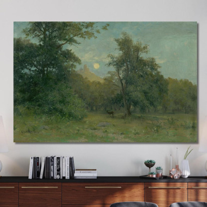 Paesaggio Al Chiaro Di Luna Con Il Castello Di Slanec Ľudovít Čordák lco49 quadro stampato su tela